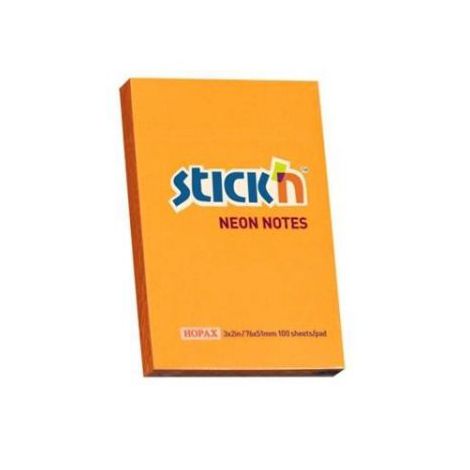 Karteczki samoprzylepne Stick'n 76x51mm, 100szt pomarańczowe neon
